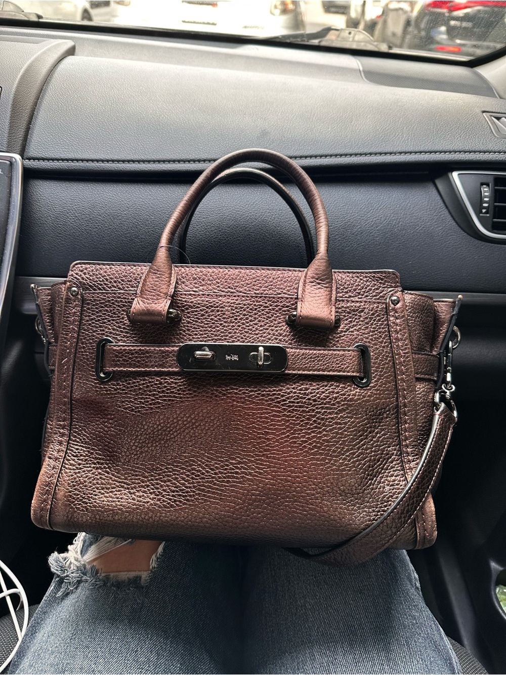 Coach Brown Pebbled Leather Satchel Crossbody